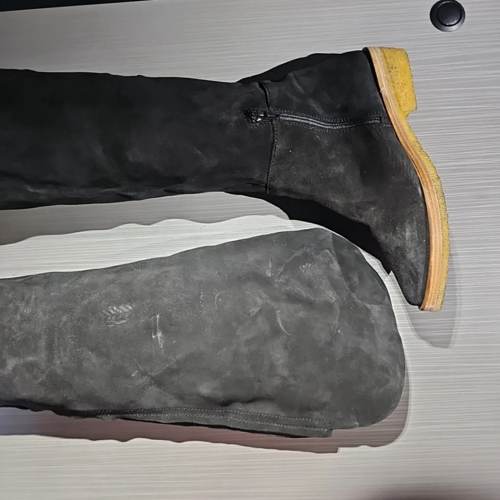Free People Banks Over the Knee Black Suede Boots 37.5 (US‎ 7) EUC/NWOT $368